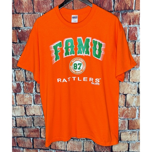 FAMU Rattlers 1887 Orange Green Men’s Large Short Sleeve T-Shirt NCAA HBCU